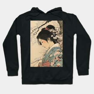 Ukiyo-e Japanese Art - Beautiful Woman Meditating Under a Cherry Blossom Tree Hoodie